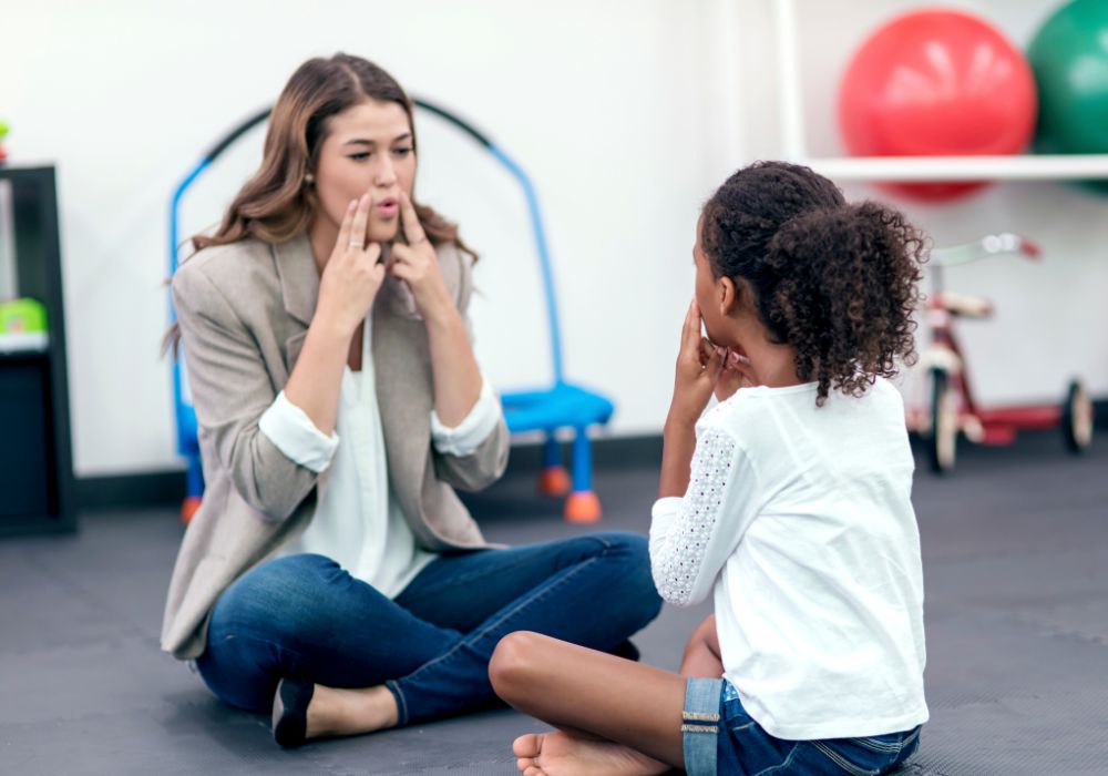 Woman and child in support session